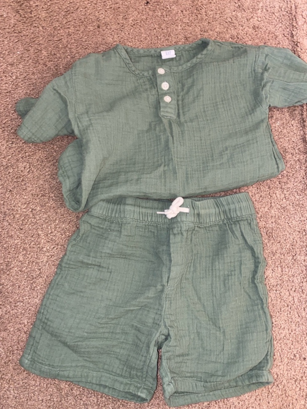 GAP Sage Green Gauze Two-Piece Top & Shorts Set